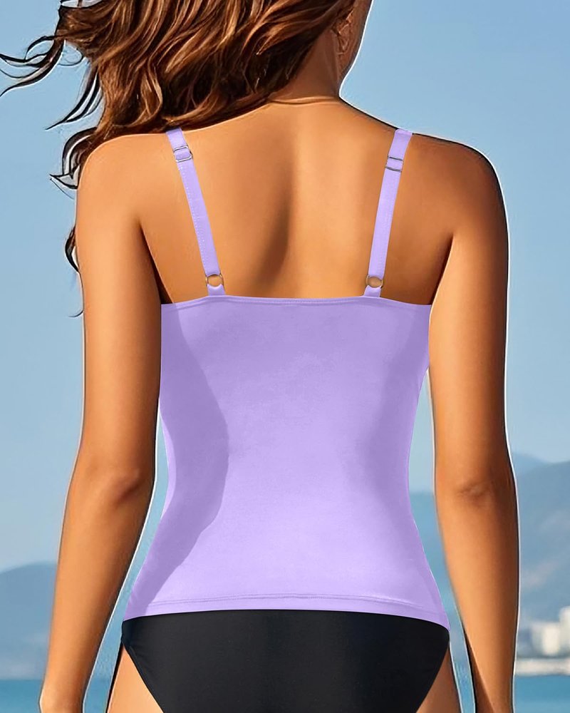 Aqua Eve Tankini Tops for Women Swimwear Top Only Tummy Control Bathing Suit Top No Bottom (Available in Plus) Lavender XL