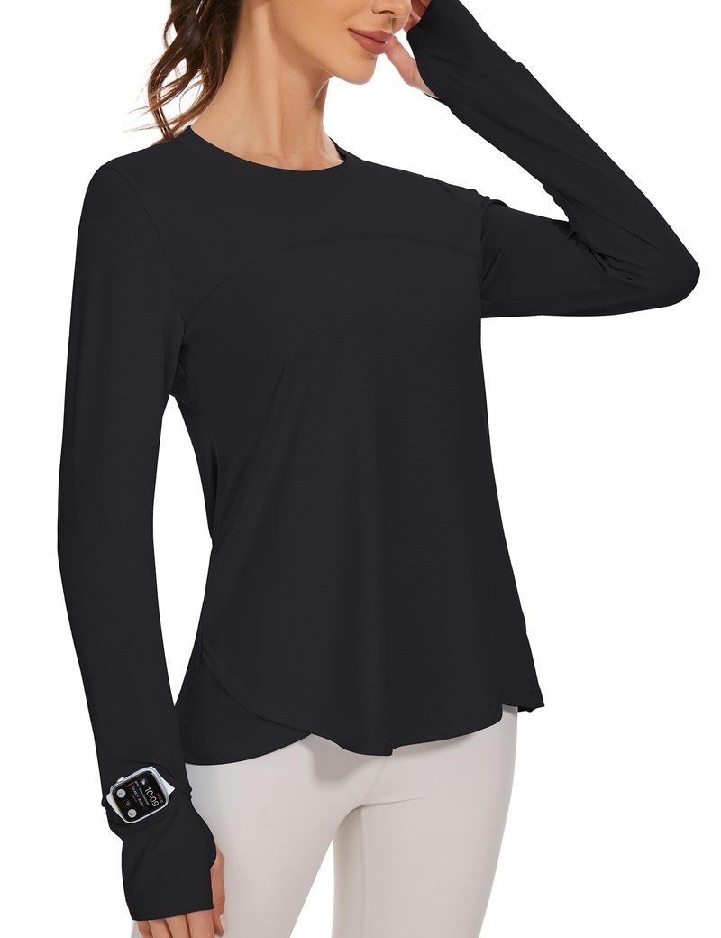 Blingfit Women's Workout Tops Long Sleeve Running Hiking Athletic Gym Shirts Lightweight UPF50+ UV Rash Guard Sun Protection