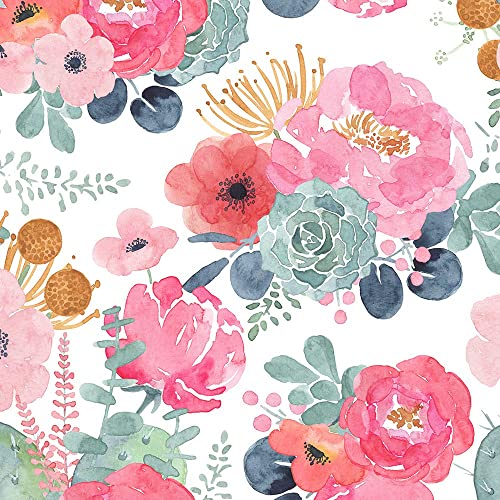 Floralplus Floral Wallpaper Peel and Stick Boho Removable Wallpaper Vintage Pink Flower Renter Friendly Wallpapers Contact Paper for Bedroom Bathroom Cabinet Accent Wall 17.5 x 118 in