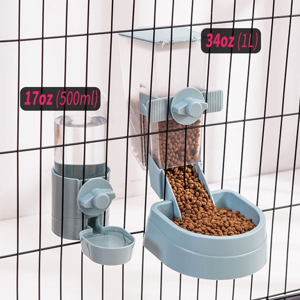 Oncpcare 1L Hanging Small Animal Feeder with Lid Small Animal Feed Box, Automatic Pet Feeder, Great for Rabbits, Ferrets, Cats, Birds and Other Small Animals1, Pink