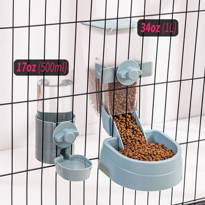 Oncpcare 1L Hanging Small Animal Feeder with Lid Small Animal Feed Box, Automatic Pet Feeder, Great for Rabbits, Ferrets, Cats, Birds and Other Small Animals1, Pink