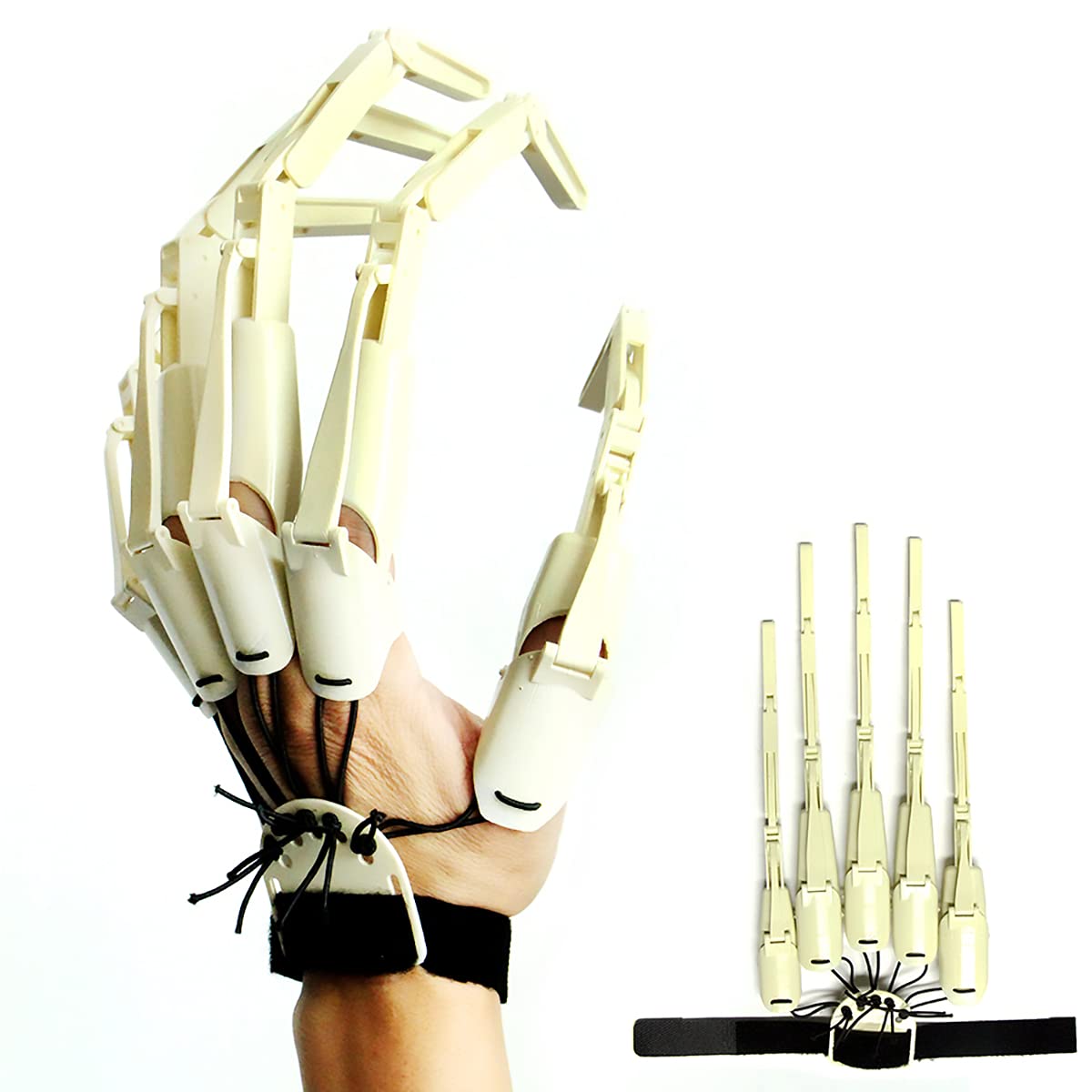 Thafikzi Halloween Gloves Wearable Skull Fingers Articulated Finger Extensions A Pair of Halloween Devil Claws Cosplay Ghost Hands Fit for All Finger Fake Fingers Can Be Flexibly Bent (Bone color)