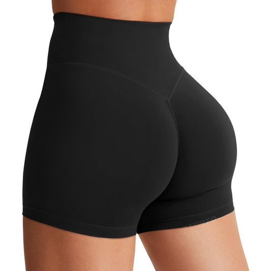 YEOREO Women's Biker Shorts 4.5" / 6" Workout Gym Shorts Craze High Waist Tummy Control Hidden Scrunch Running Yoga Shorts Coffee Grey S