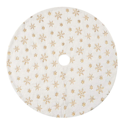 Sattiyrch Christmas Sequin Tree Skirt 36in,White Soft Thick with Golden Snowflakes Decorations for 5FT 6FT 7FT Xmas Tree