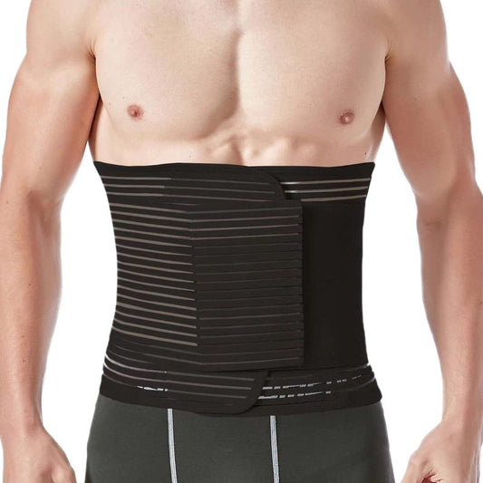 Reian Abdominal Binder for Post Surgery & Postpartum Recovery, Abdomen Hernia Support Belt for Women & Men (Black, Large)
