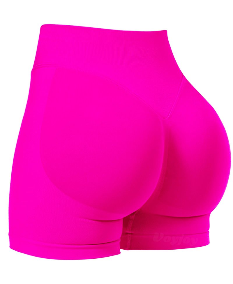 VOYJOY Women Workout Impact Shorts 2.5"/ 3.6"/ 4.5"/ 6" Scrunch Butt Lifting Gym Seamless Booty Biker Shorts Bright Fuchsia