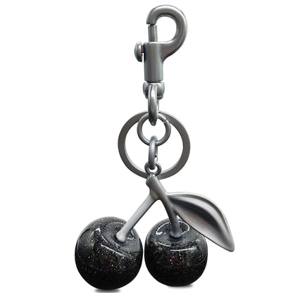 EIOYUMY Cherry Keychain Pendant Bag Charm for Women, Shiny Resin & Metal Accessories for Purses and Handbags (Black)