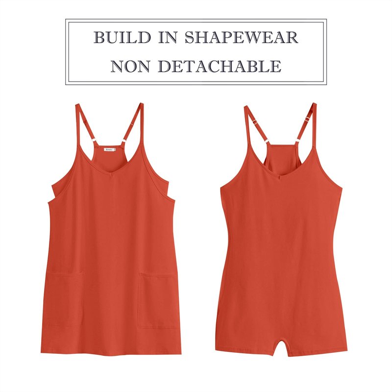 ANRABESS Women Athletic Dress Summer Tennis Workout Active Sports Mini Romper Dress Built in Shorts Travel Vacation Clothes Red X-Large