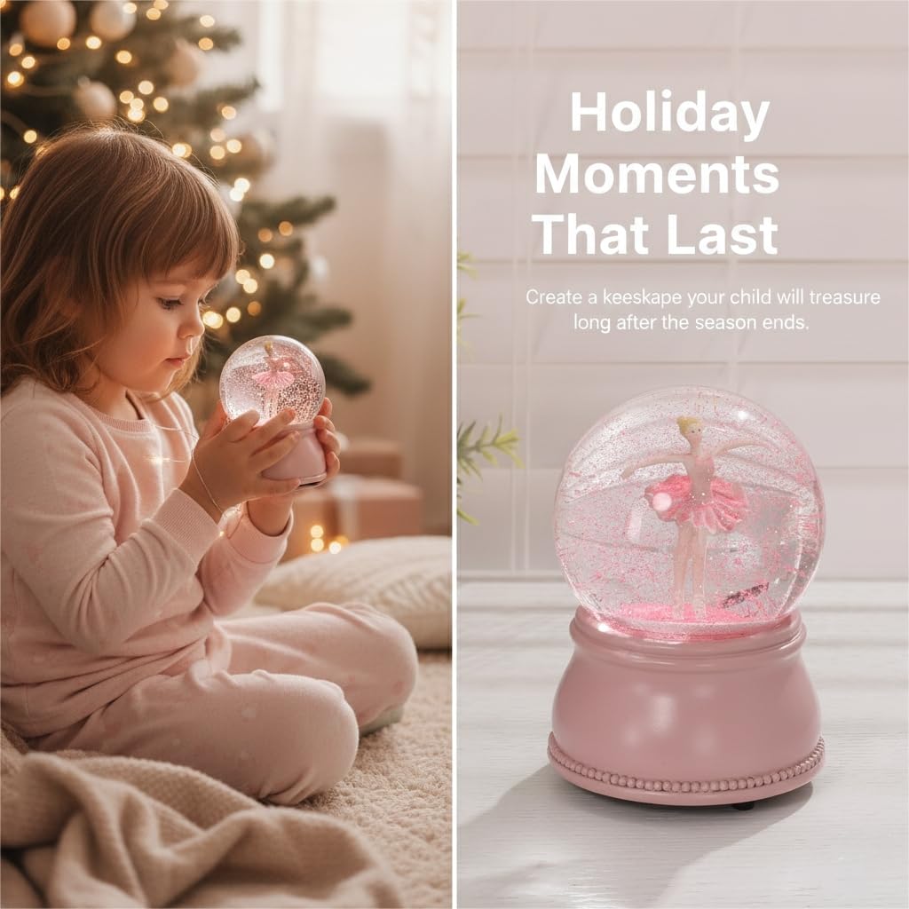 Ballerina Snow Globes for Girls, Christmas Snow Globes for Kids, Musical Snowglobe for Women Adults, Ballet Music Box Recital Gifts for Daughter Granddaughter