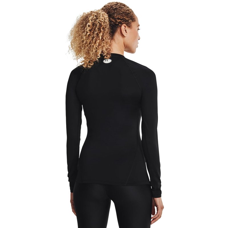 Under Armour Women's HeatGear Compression Long-Sleeve T-Shirt, Black (001)/White, Medium
