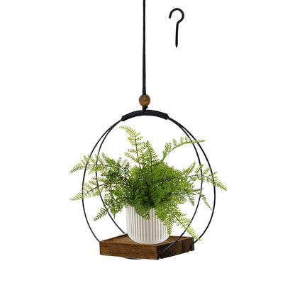 hismocal Hanging Planter for Indoor Plants, Black Plant Hanger Indoor with Sturdy Wood Base, Modern Boho Macrame Plant Hanger, Hanging Wall Ceiling Window Home Decor (Plants/Pots Not Included)