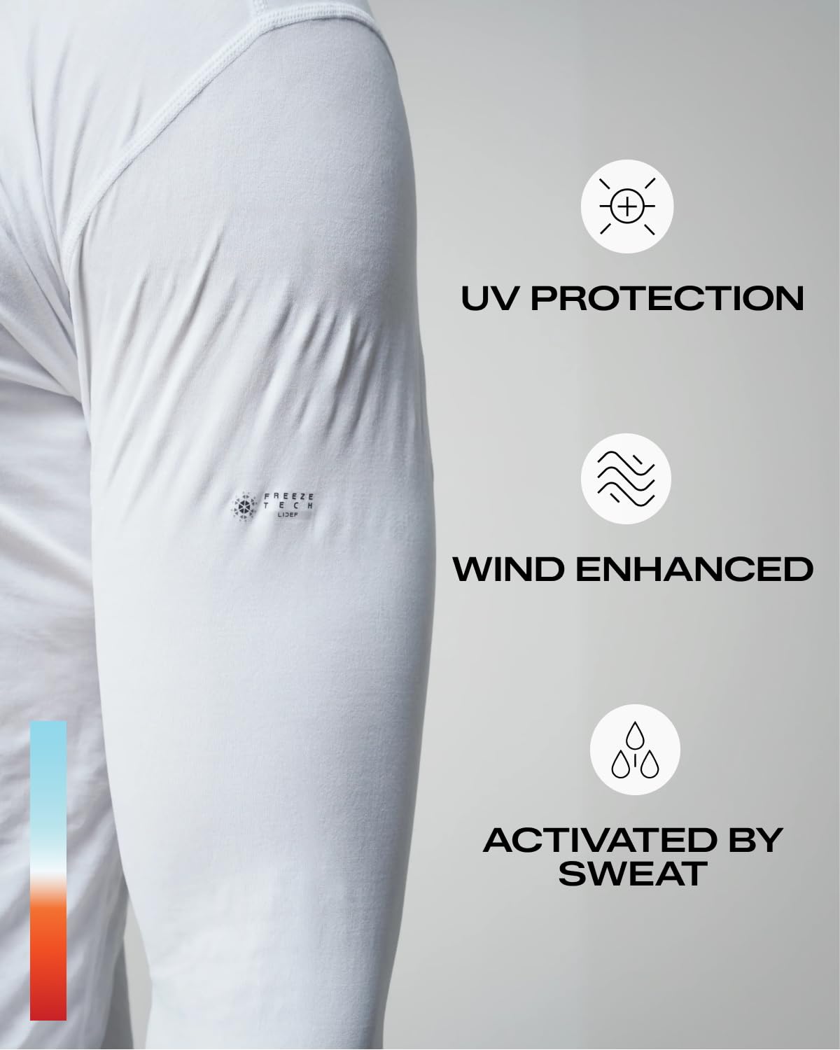 FREEZETECH Men’s Cooling Long Sleeve Shirt White Small – Breathable Moisture-Wicking Athletic Top with Advanced Cooling Print & UPF 40+ for Running Training Gym