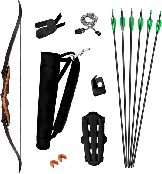 Samick Sage Recurve Bow and Arrow Set - 62-Inch Takedown Archery Kit with 6 Arrows, Quiver, & Accessories for Adults
