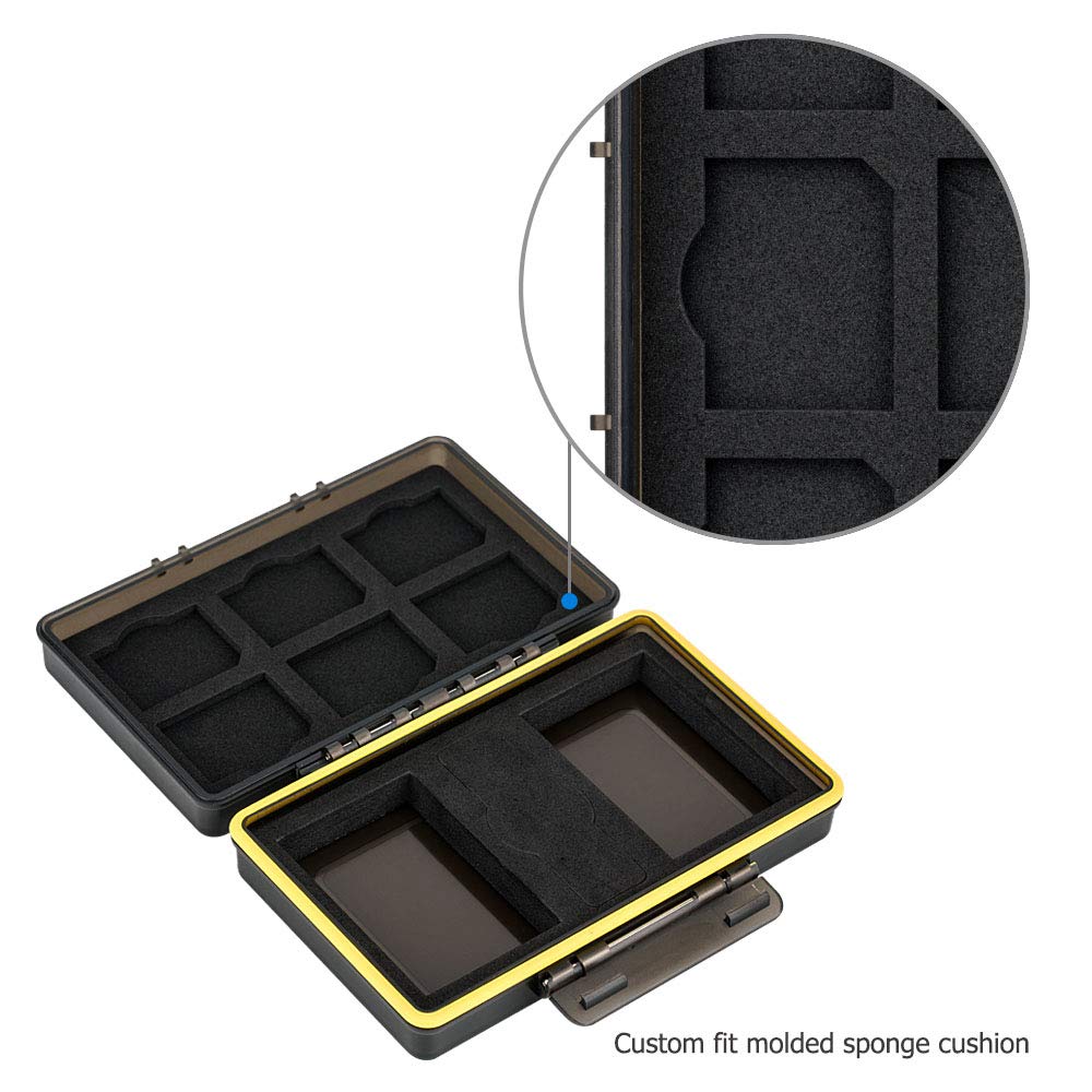 JJC SD Card Holder Case for 6 SD SDHC SDXC Memory Cards with 2 Slots for Canon LP-E6 LP-E6N on 5D Mark IV III II 5Ds 5DsR 6D 6D Mark II 7D 7D mark III II 80D 70D 60D