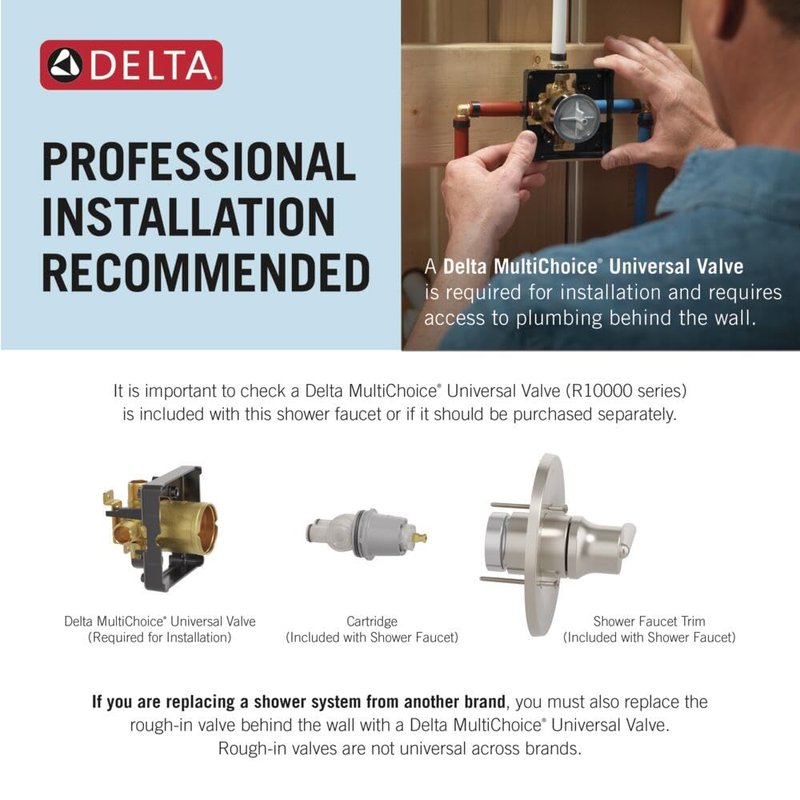 Delta Saylor 14 Series 5-Setting Shower Faucet Set, Brushed Gold Shower Head and Handle Set, Valve Trim Kit, Champagne Bronze T14235-CZ (Valve Not Included)