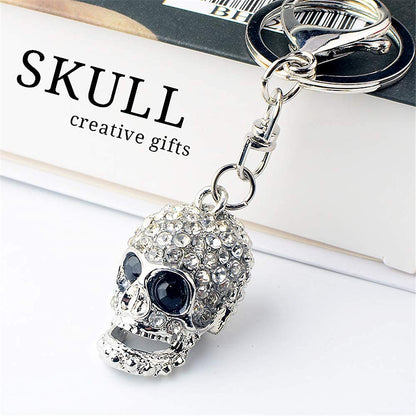 LXSSLY Skull Keychain for Men,Diamond Keychain,Punk Style Rhinestone Key chains,Crystal Skull Keyrings,Car Keychains for Men Women