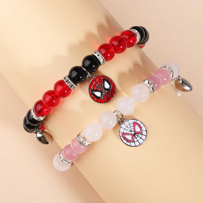 Miss Pink Spider Matching Bracelets for Couples Gf And Bf, Best Friend Bracelets Christmas Anniversary Bracelet Gifts for Boyfriend Husband Spider Bead Jewelry for Women Men Her (SSN)