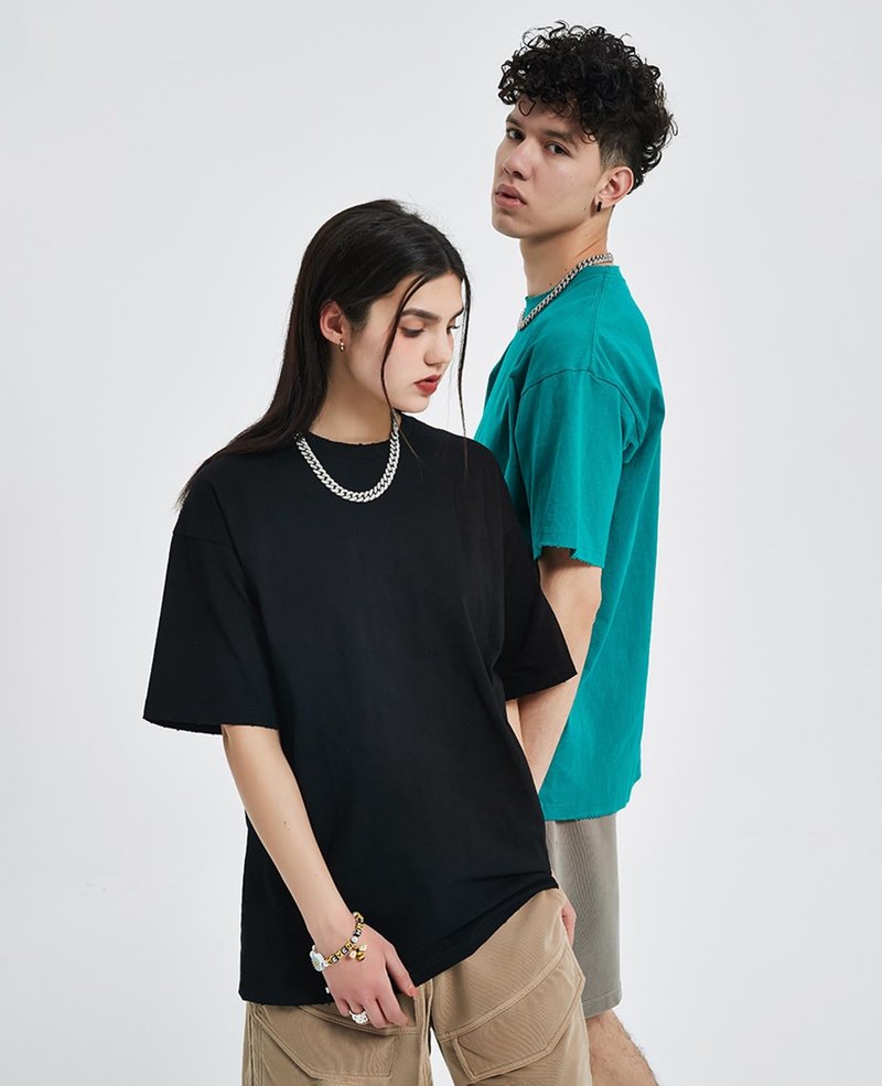 3 Pack Mens Oversized T-Shirts Fashion Loose Fit Crewneck Tshirt Streetwear Heavyweight Short Sleeve Tee Shirt Gym Workout Tops(WTNVBK,M)