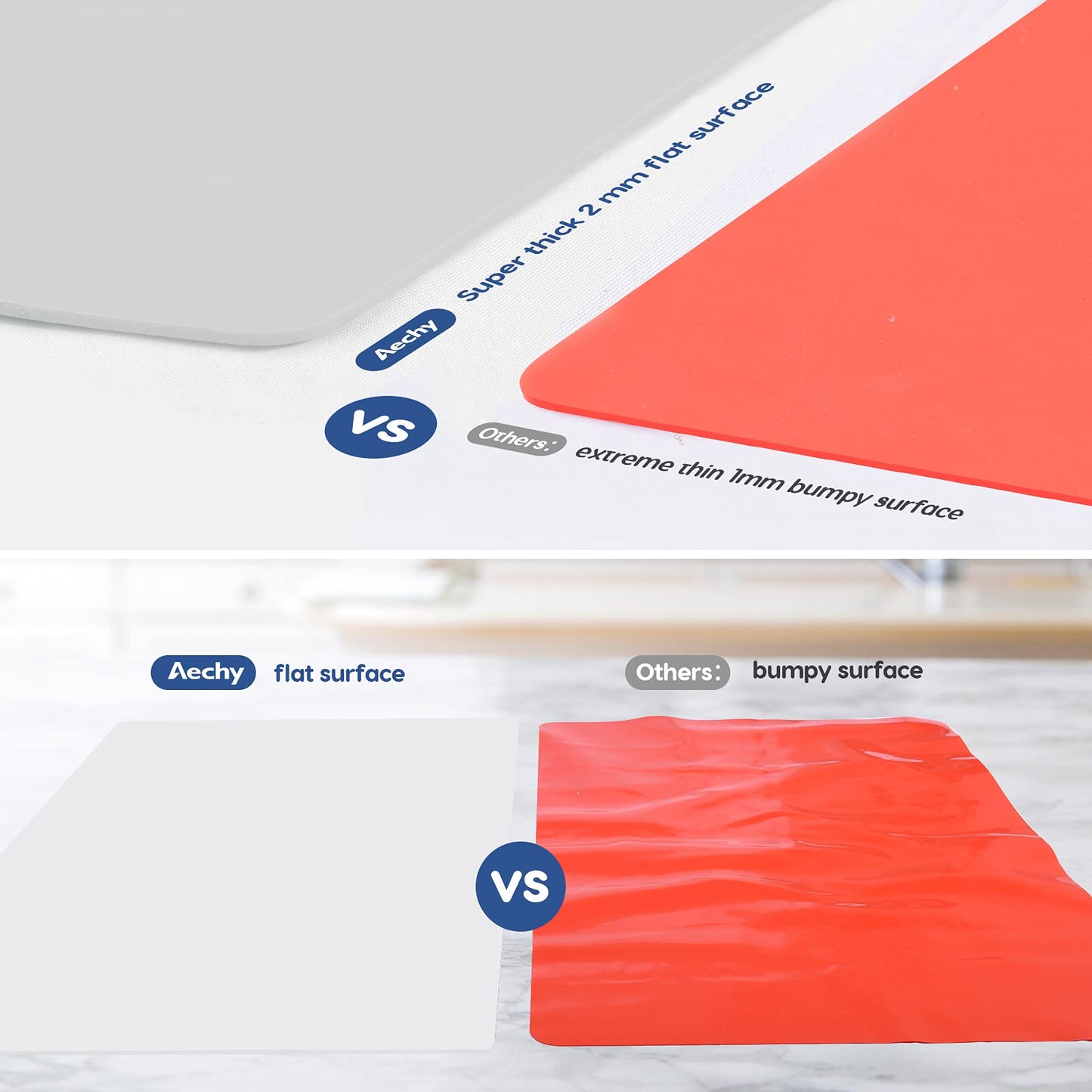 AECHY Extra Large Silicone Mat 35.3"x23.5"x0.08", Multipurpose Silicone Mat Thick Heat Resistant Mat Shipped Rolled Up Kitchen Counter Mat Nonslip Silicone Mats for Kitchen Counter Translucent