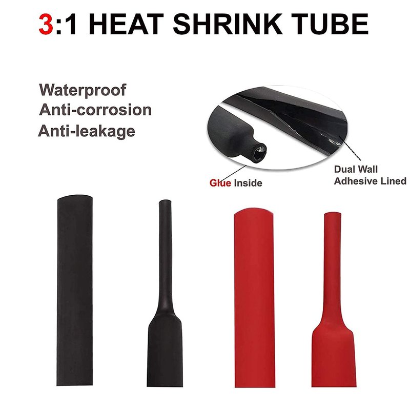Heavy Duty 8 Gauge Tinned Wire Connectors - 10pcs Copper Ring Terminals with Marine-Grade Heat Shrink Tubing | 5/16" Size