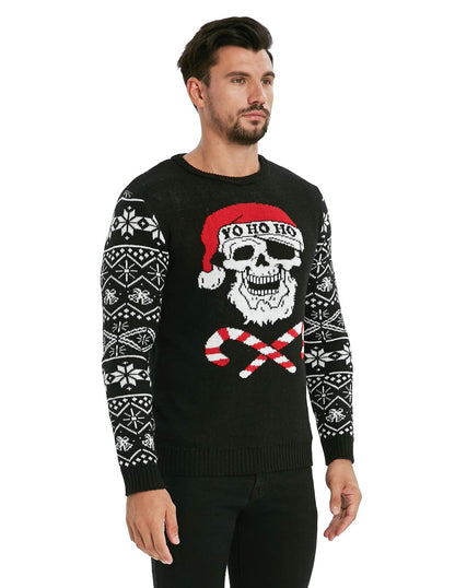 VENTELAN Men's Ugly Christmas Sweater Funny Santa Xmas Crew Neck Sweaters