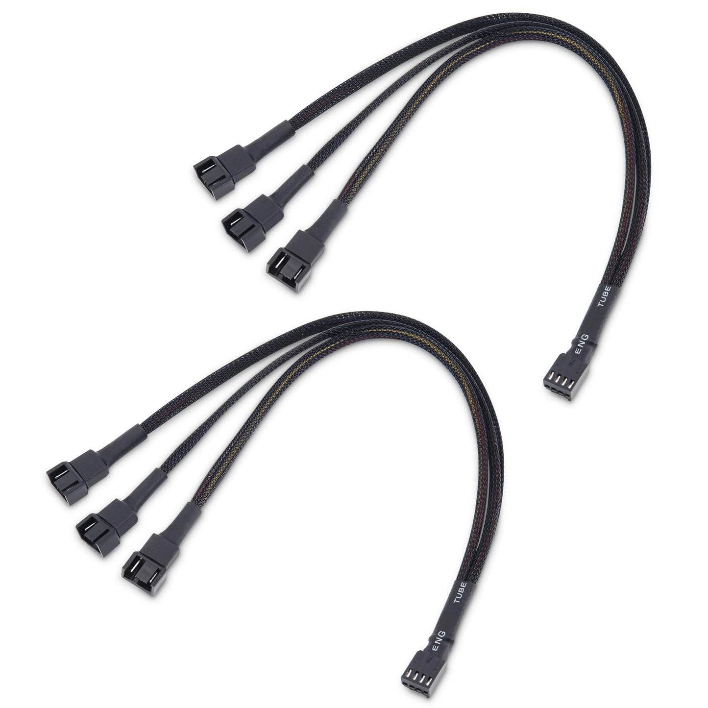 Cable Matters 2-Pack 3 Way 4 Pin PWM Fan Splitter Cable - 12 Inches / 30cm, 1x PWM-Controlled Fan with 2 Follower Fans, PC Fan Splitter 1 to 3 Converter, PC-Fan Extension Cable