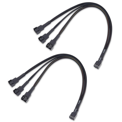 Cable Matters 2-Pack 3 Way 4 Pin PWM Fan Splitter Cable - 12 Inches / 30cm, 1x PWM-Controlled Fan with 2 Follower Fans, PC Fan Splitter 1 to 3 Converter, PC-Fan Extension Cable