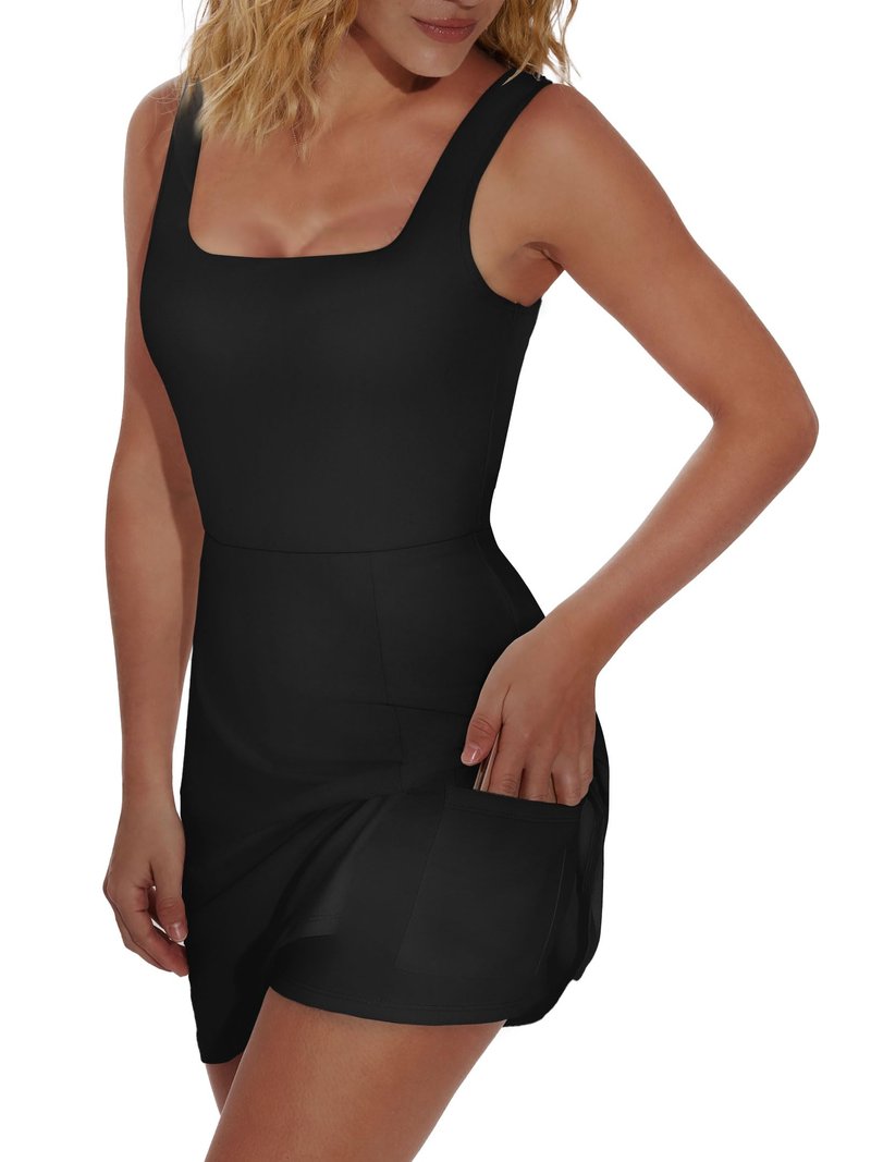 OFEEFAN Little Black Dress Women Athletic Mini Tennis Golf Bodycon Shorts Cute Active Summer Clothes Workout Skort Graduation Spring Outfits XS