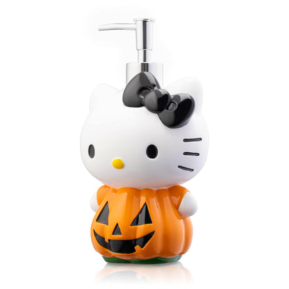 Hello Kitty Pumpkin Jack - O- Lantern Soap Dispenser - Autumn & Halloween Bathroom Decor and Storage - Orange Resin Lotion Pump