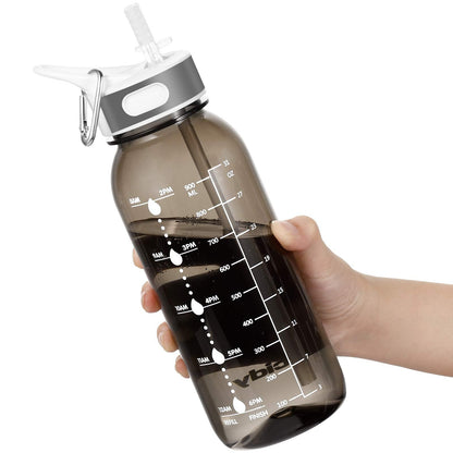 JIMACRO Water Bottle, BOTTLED JOY 1 Litre Water Bottle with Straw and Handle BPA-Free, 32 Oz Daily Water Intake Bottle with Time Markings Tracker to Remind the Drinking Time, Ideal for Hydration