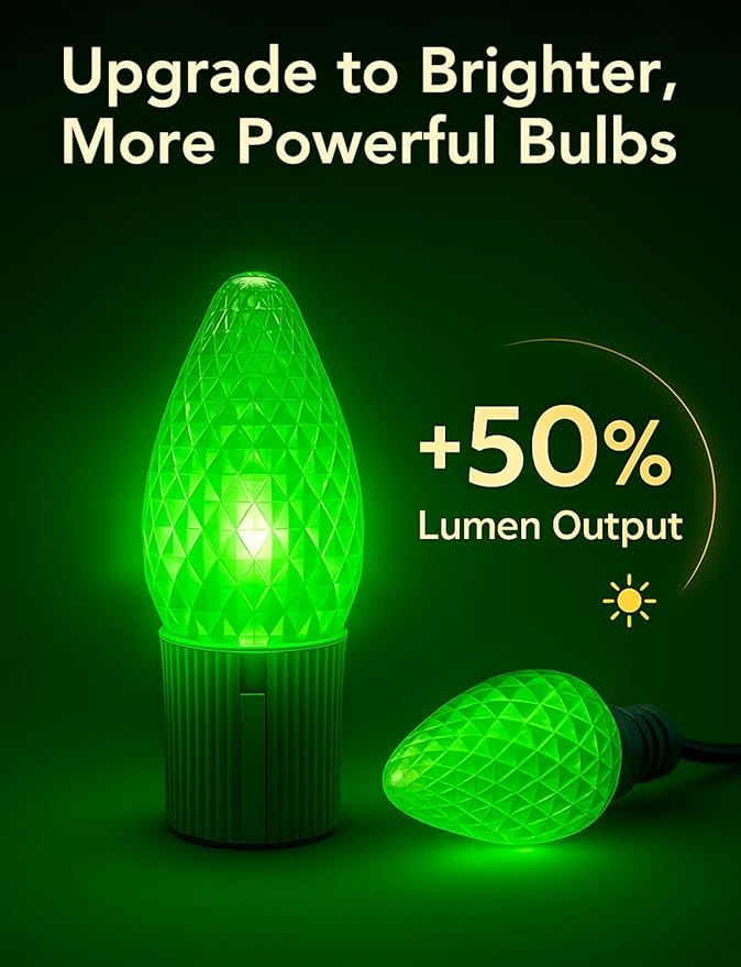 Smart C9 Christmas Lights Outdoor, 132FT 200 LEDs, RGB Color Changing String Lights with Music Sync & DIY, 108 Modes, App Controlled Waterproof Lights for Large House, Wedding, Halloween decorations