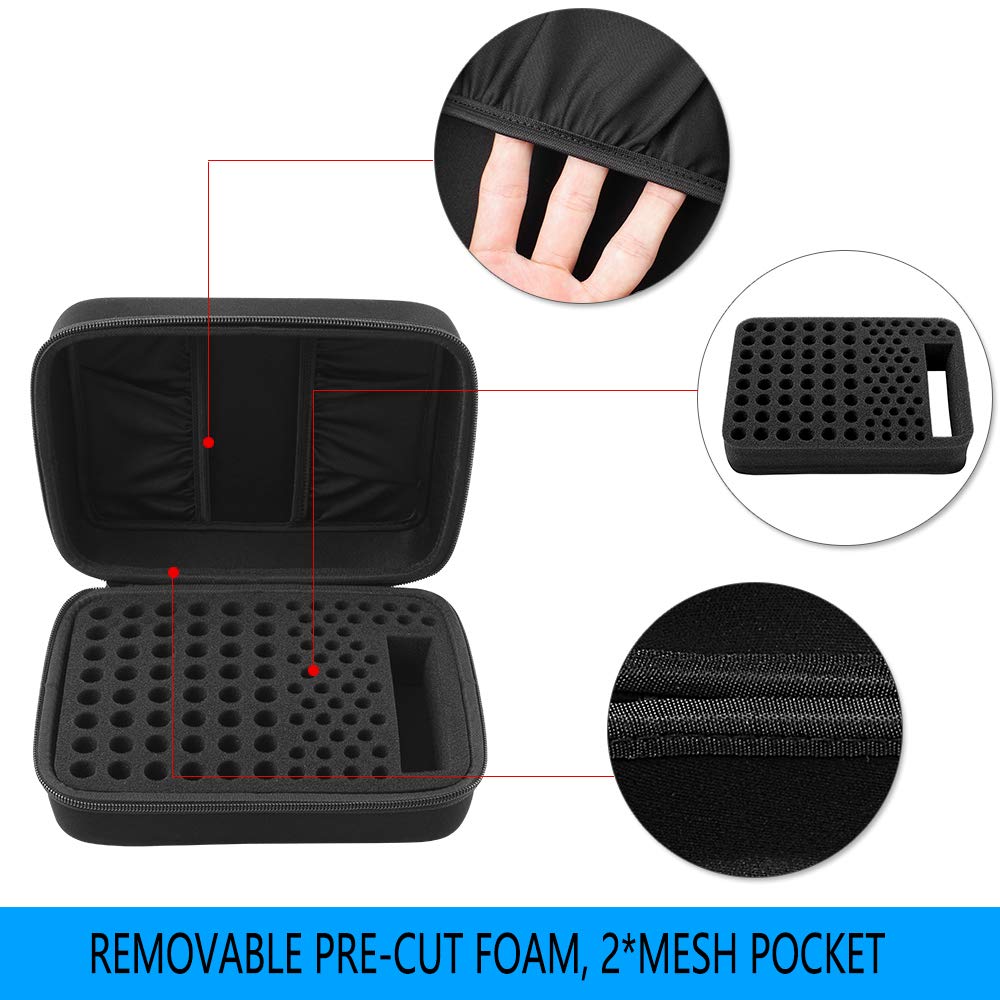 Battery Organizer Storage Box Case Holder for 48 x AA, 48 x AAA Total 96 Batteries with Battery Tester, Extra 2 Pockets for Other Accessories