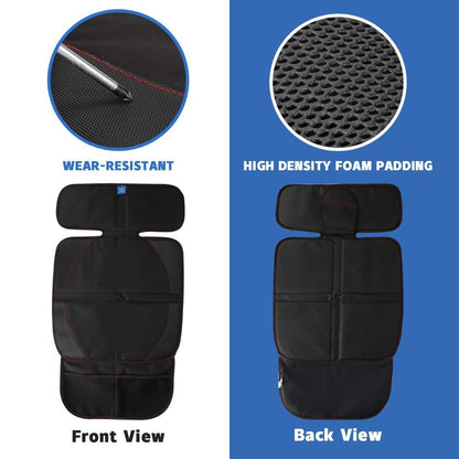 Funbliss car seat protector for child car seat Beige Thick Padding Carseat Kick Mat with Organizer Pockets,Waterproof 600D Fabric,Vehicle Dog Cover Pad for SUV Sedan Leather Seats