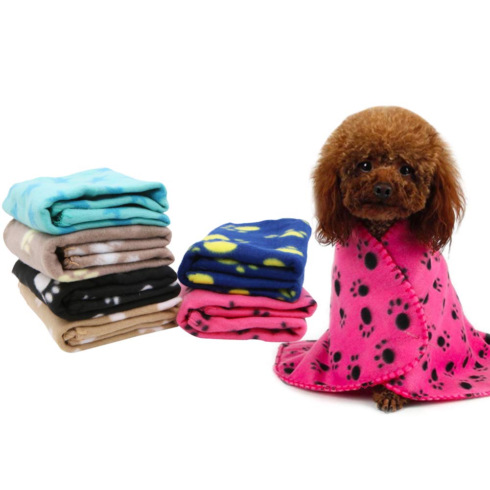 tifee 6 Pieces Pet Blanket Cushion Dog Cat Soft Warm Blankets Puppy Washable Sleep Mat Pad Bed Cover With Paw Print(60 x 70cm/23.6 x 27.6 inch, Multicolor)