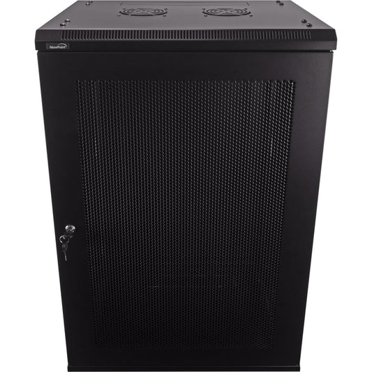 NavePoint 18U Server Rack Enclosure - 17.7” Deep, Wall Mount Network Cabinet with Locking Perforated Door, 19” IT Equipment Compatible, Network Rack, Removable Side Panels, Black