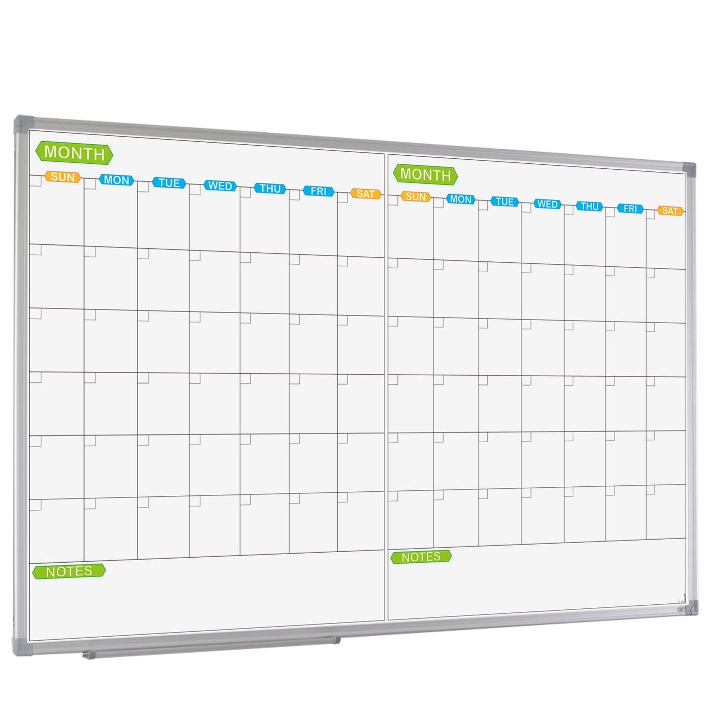 JILoffice Magnetic Dry Erase Calendar Whiteboard, 2 Month White Board Planner 36 X 24 Inch, Silver Aluminum Frame Wall Mounted Board for Office Home and School