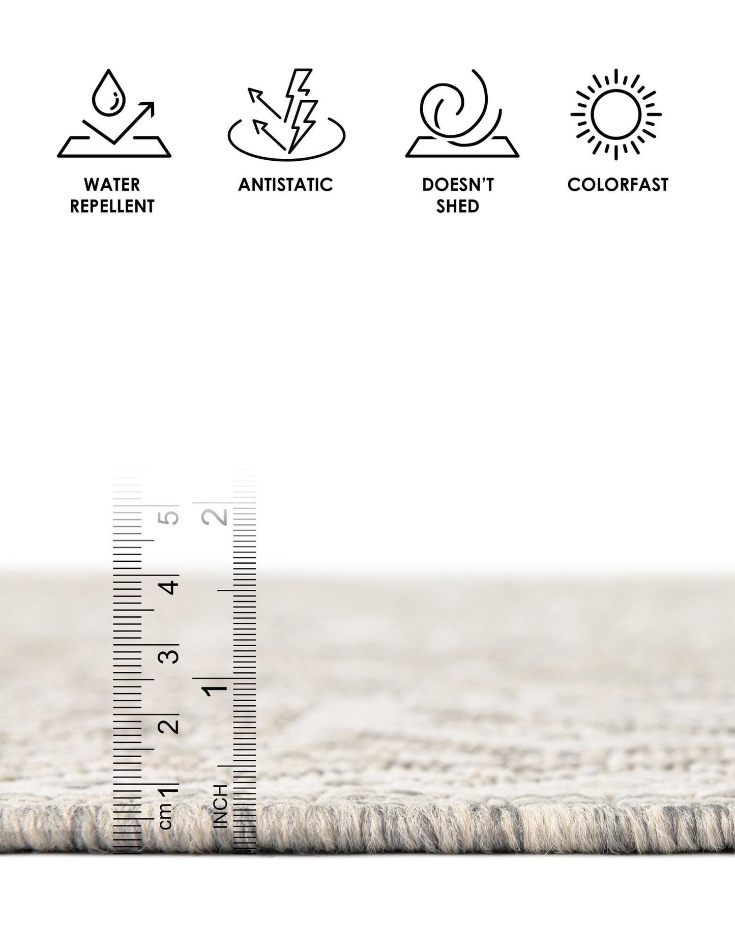 Rugs.com - Outdoor Aztec Rug – 4' 1 x 6' 1 Light Gray Indoor/Outdoor Rug – Weather-Resistant Flatweave for Patios, Decks, and Porches