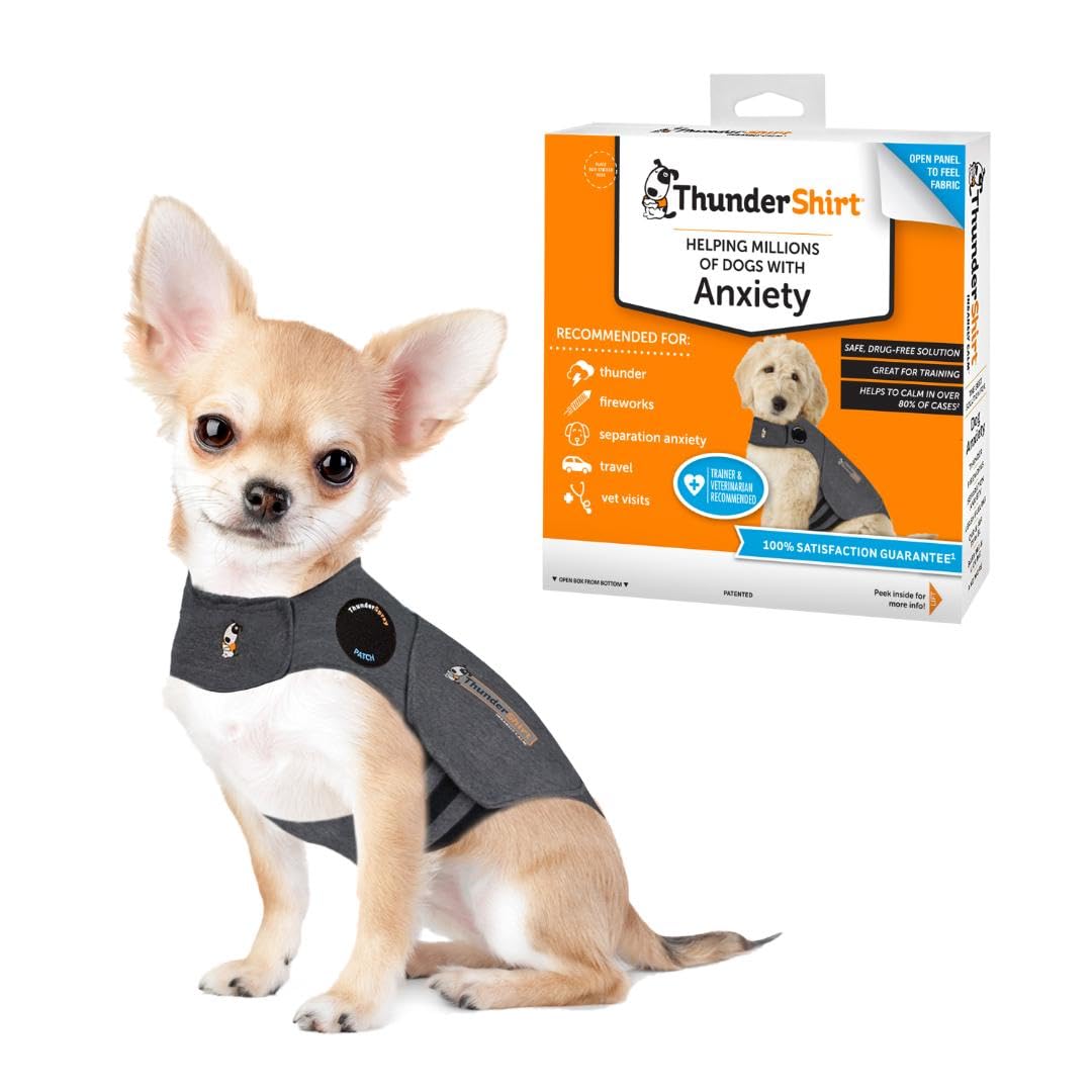 Thundershirt mens Pettorina Anti Ansia per Cani ThunderShirt Classic Dog Anxiety Jacket Heather Gray XX Small, Grey, XXS UK
