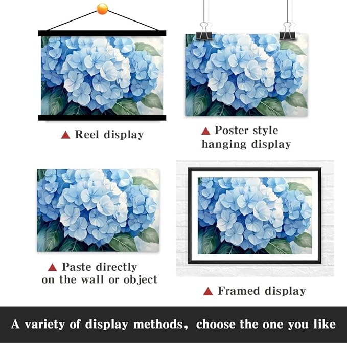 Yesad Blue Hydrangea Pictures, Floral Wall Art Flower Canvas Wall Art Botanical Prints Posters Rustic Wall Décor for Living Room Bedroom Kitchen Farmhouse Wall Décor (Unframed,12"x8",Hydrangea1)