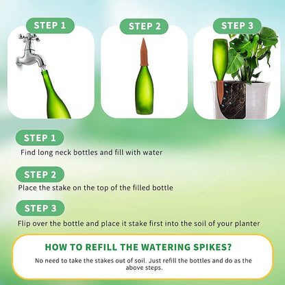 WUJUN Plant Watering Stakes10 Pack Automatic Plant Waterers for Vacations, Plant Watering Devices Terracotta Self Watering Spikes for Wine Bottles Great Plant for Indoor & Outdoor Plants