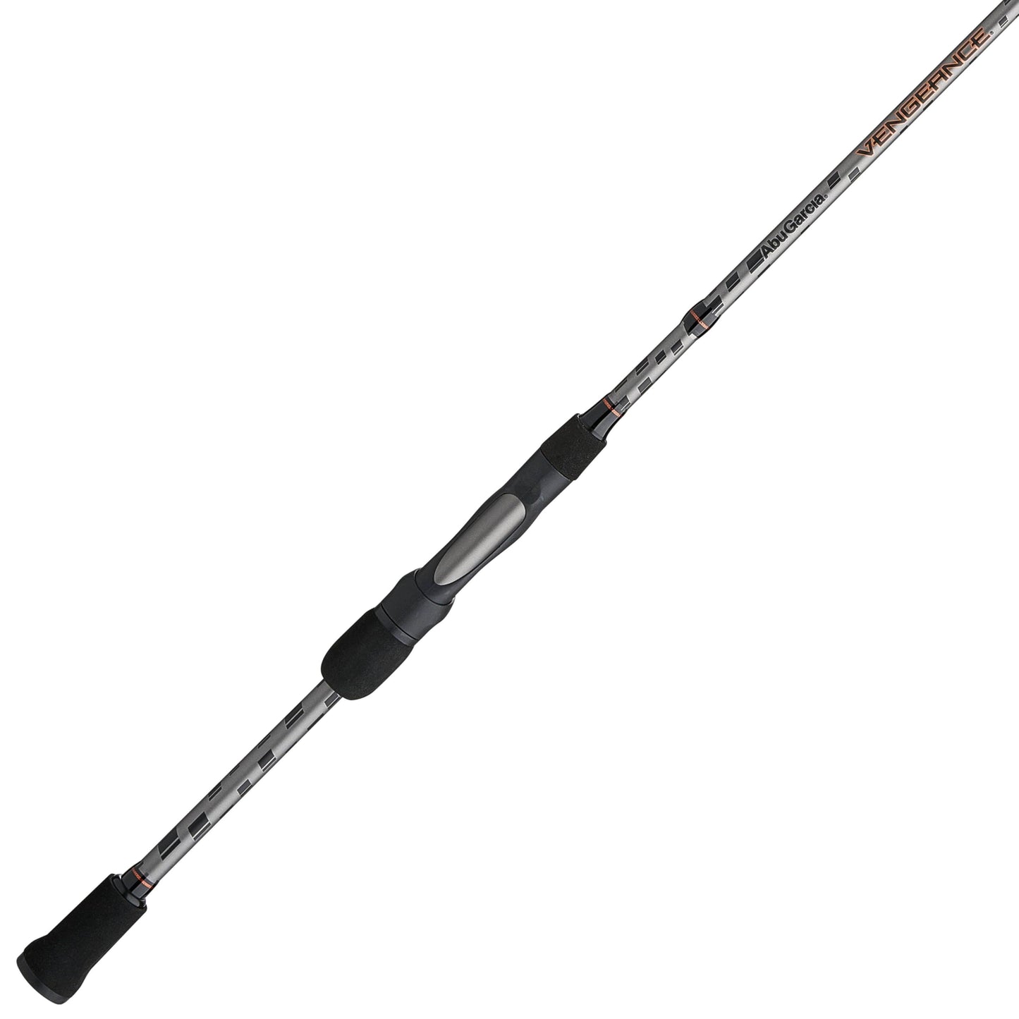 Abu Garcia 6'6" Vengeance Spinning Fishing Rod, 1-Piece Rod, Medium Rod Power, Fast Action, Custom Ergonomic Reel Seat, Comfortable EVA Handle, 24-Ton Graphite Blank