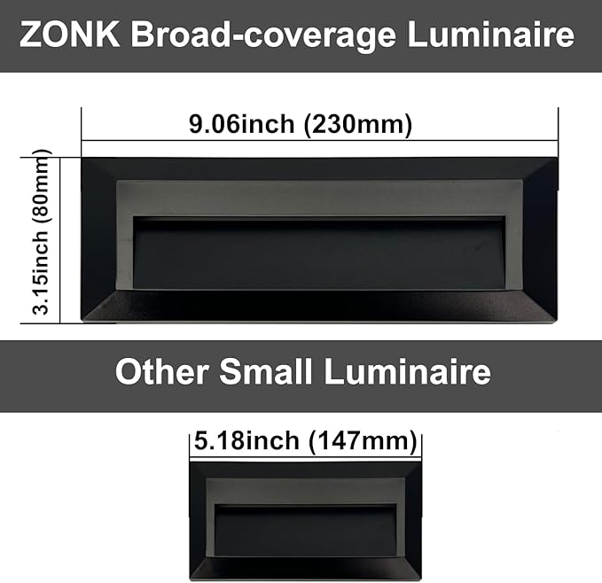 ZONK LED Step Lights 110-240V OutdoorIndoor Stair Lights, Waterproof IP65 2W 4000K Lighting for Stairs, Hallway, Pathway, Porch (Non-Dimmable, Easy Install), 3Pack