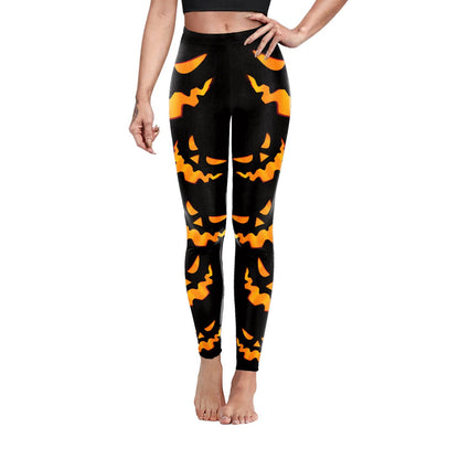 Halloween Cosplay Leggings Outfit Tights for Women Girls Clothes Pumpkin Horror Nights Witch Bat Sugar Skull Leggings Women's Novelty Stretchy Legging