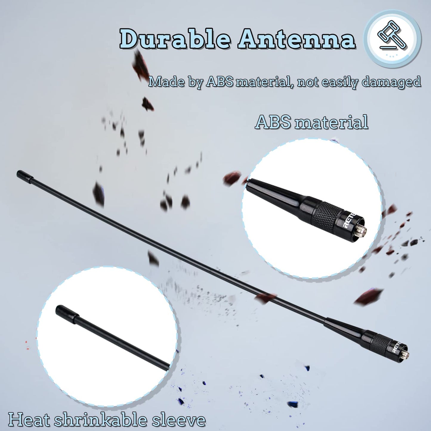 Retevis RHD771 Walkie Talkie Antenna, SMA-F, VHF UHF 144/430, Compatible with Baofeng GT5R UV-5R UV-5RE BF-888S eSynic UV-5R Retevis RT5R RA79 HD1 Quansheng UVK5 Radtel RT-470X (1 Pcs)