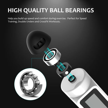 Jump Rope, H Handio Jump Rope with Counter, Workout Jumping Rope with Steel Ball Bearings, Adjustable Length Speed Skipping Rope for Men Women Kids Home Gym, Crossfit, Fitness Exercise (White)