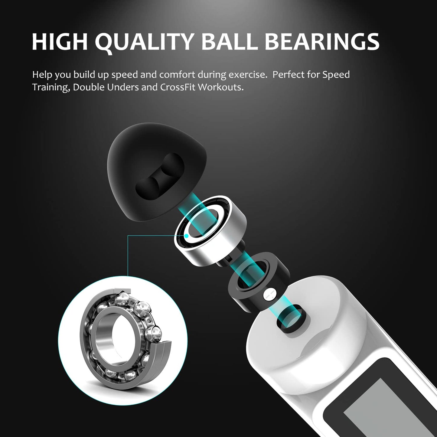 Jump Rope, H Handio Jump Rope with Counter, Workout Jumping Rope with Steel Ball Bearings, Adjustable Length Speed Skipping Rope for Men Women Kids Home Gym, Crossfit, Fitness Exercise (White)