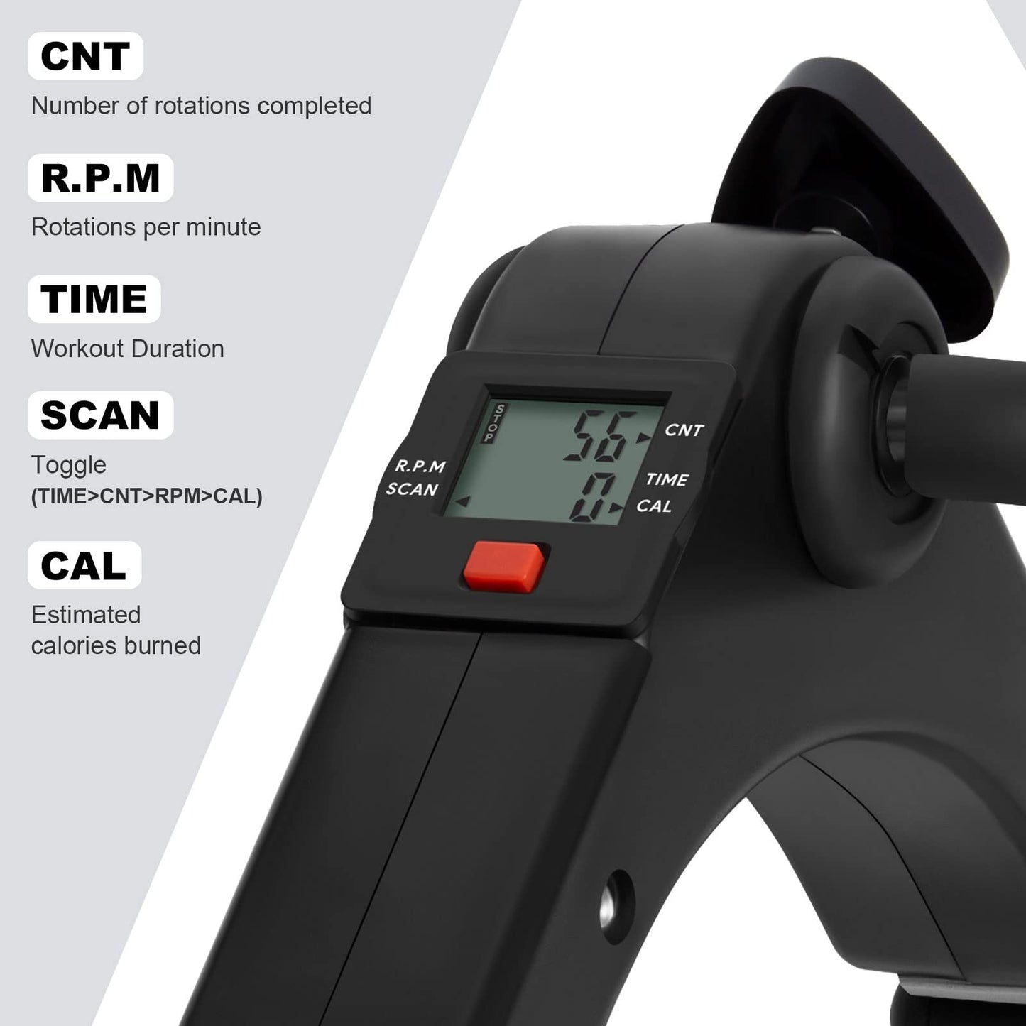 Folding Pedal Exerciser , himaly Mini Exercise Bike Under Desk Bike Pedal Exerciser with LCD Display for Arms and Legs Workout, Portable Desk Bike Peddler Machine