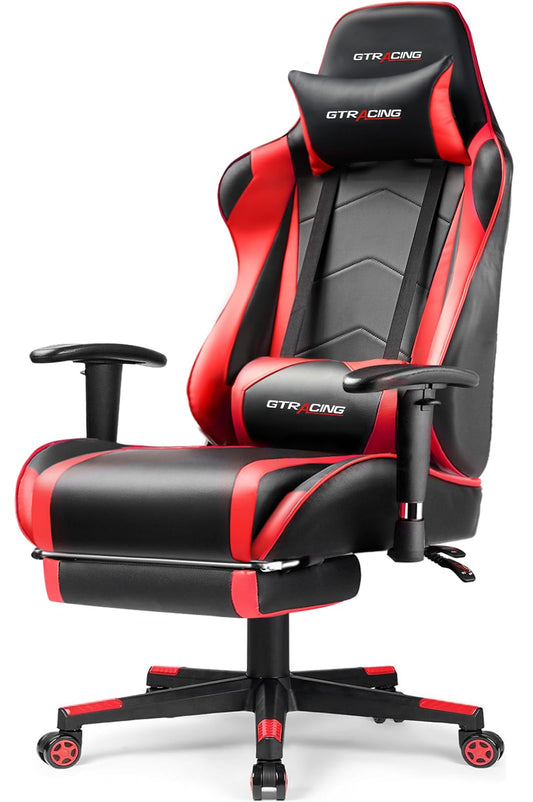 GTRACING Gaming Chair with Footrest, High Back Computer Chair Ergonomic Game Desk Chair Racing Executive Adjustable Swivel Rocker with Headrest and Lumbar Support