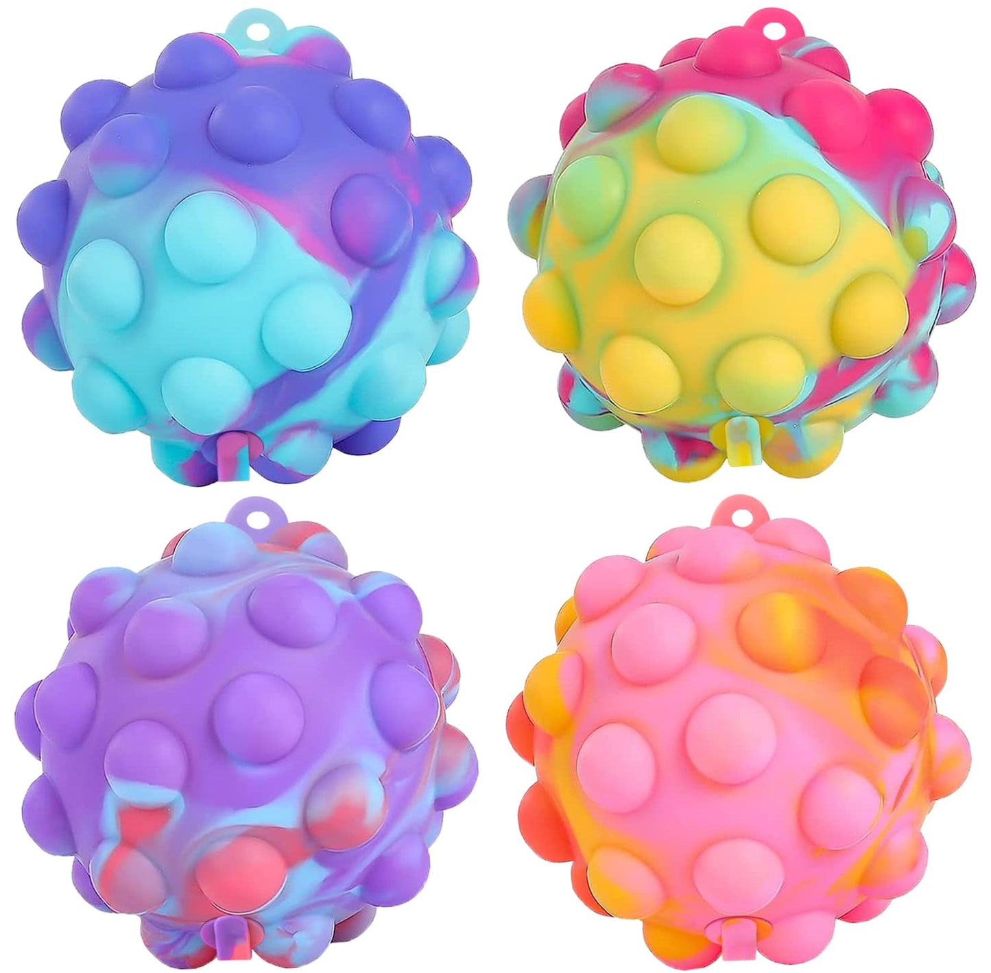 Pop Fidget Toys Bulk Its Ball Toy 4 PCS 3D Stress Balls It Pop Fidgets Pack Christmas Stocking Stuffers for Kids Party Favors Autism Sensory Toys Squeeze Toys for Kids Boys Toddler Adult Stress Relief