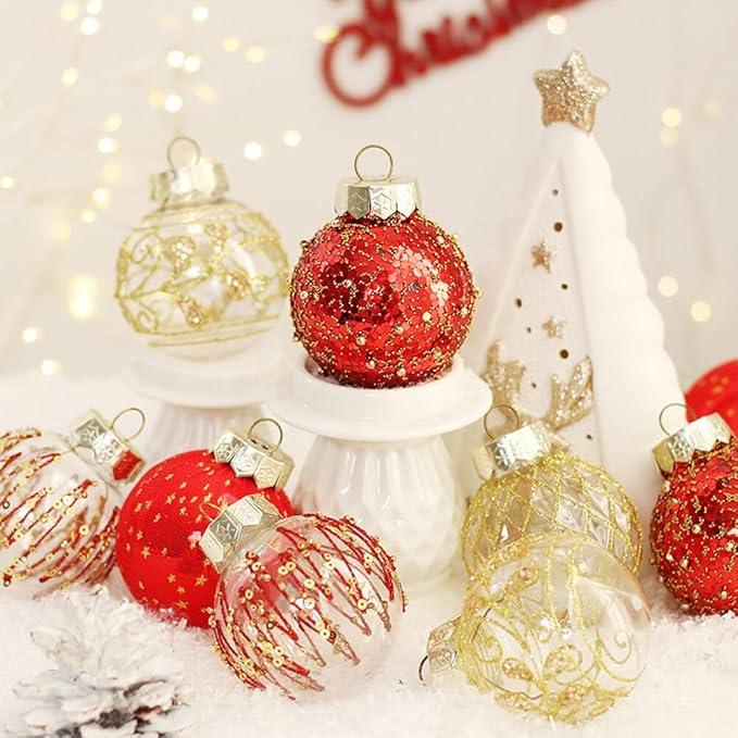 25Pcs Christmas Ornaments Sets 2.36” Christmas Ball Ornaments Christmas Tree Ornaments Shatterproof Xmas Balls Bulbs for Holiday Wedding Party Christmas Tree Decoration（Red Gold）